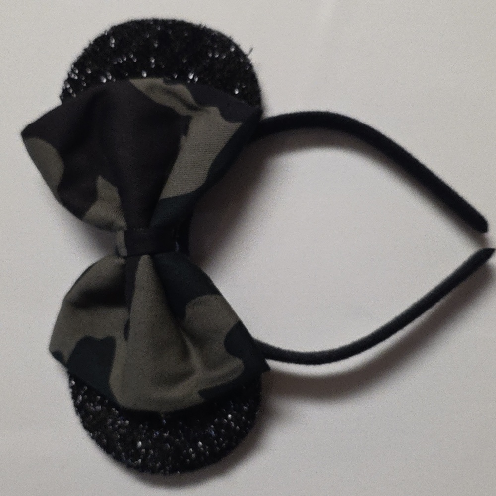 Camouflage Headband Girls Black Green Mouse Ears